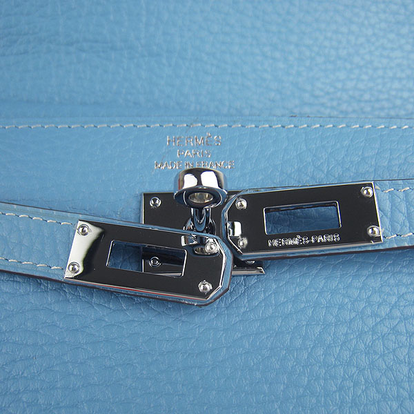High Quality Hermes Kelly Long Clutch Bag Light Blue H009 Replica